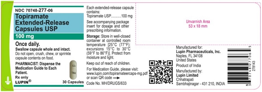 Topiramate Extended-release Capsules, 100 mg
30 Capsules 
NDC: <a href=/NDC/70748-277-06>70748-277-06</a>