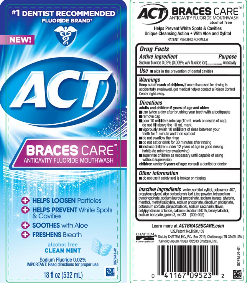 #1 DENTIST RECOMMENDED
FLUORIDE BRAND
NEW!
ACT BRACES CARE
Anitcavity Fluoride Mouthwash
Clean Mint
18 fl oz. (532 mL)
