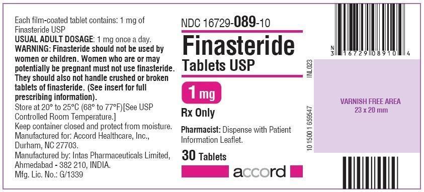 Finasteride tablets, USP 1 mg, 30 Tablets Label