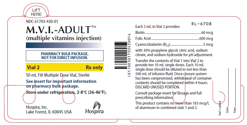 PRINCIPAL DISPLAY PANEL - 50 mL Vial Label - NDC: <a href=/NDC/61703-430-01>61703-430-01</a>