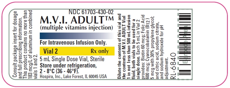 PRINCIPAL DISPLAY PANEL - 5 mL Vial Label - NDC: <a href=/NDC/61703-430-02>61703-430-02</a>