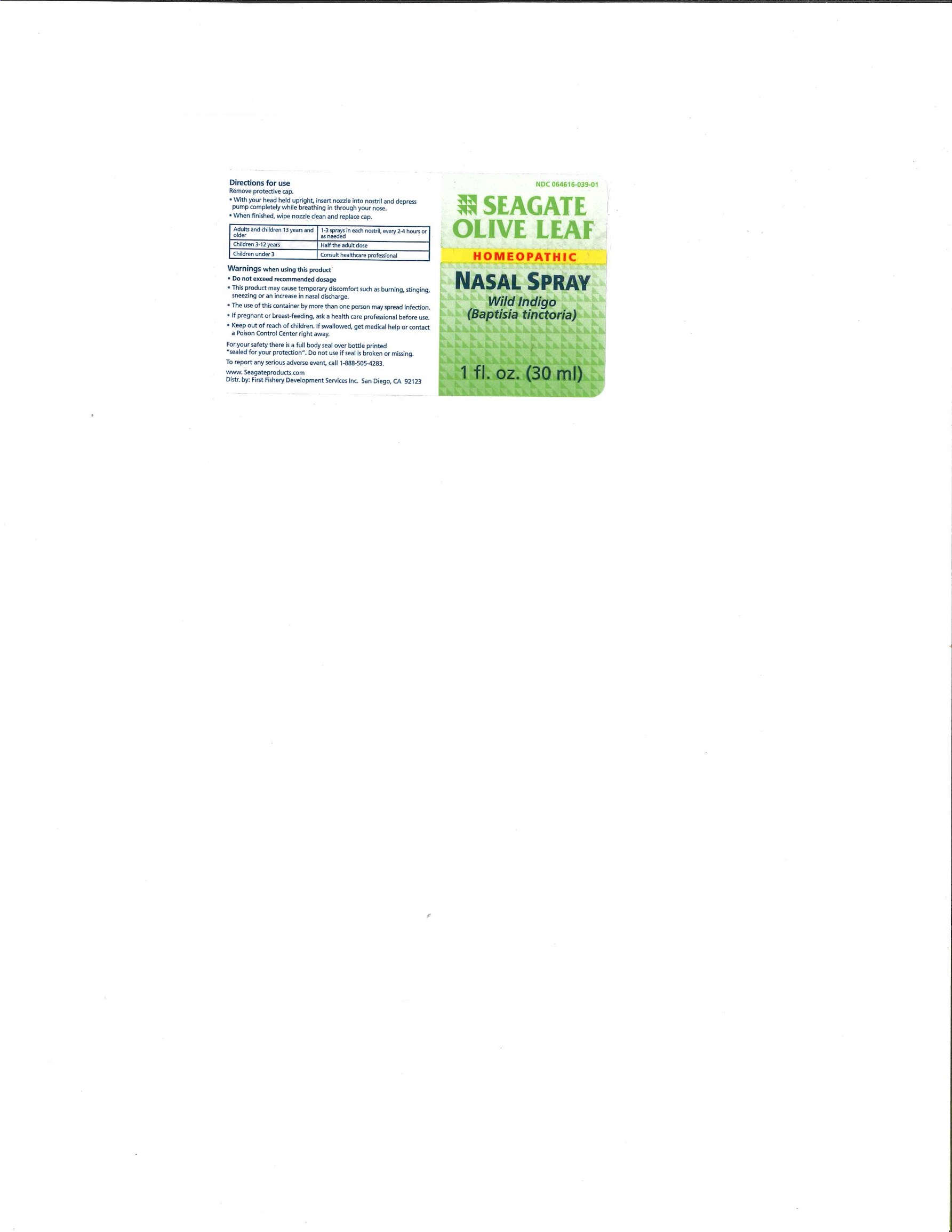 Olive Leaf Nasal Spray Label