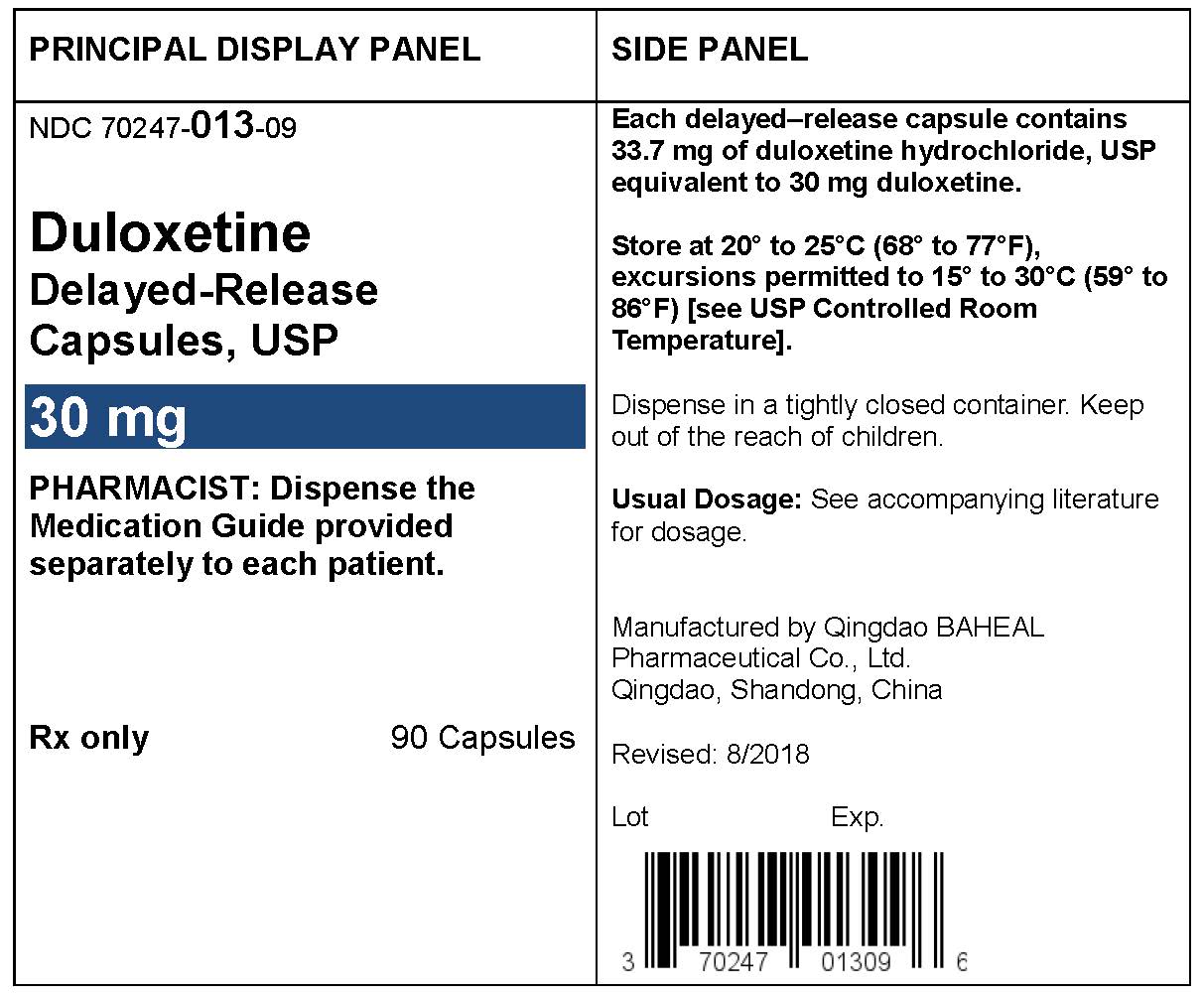 PACKAGE LABEL- Duloxetine Delayed-Release Capsules 30 mg, bottle of 90