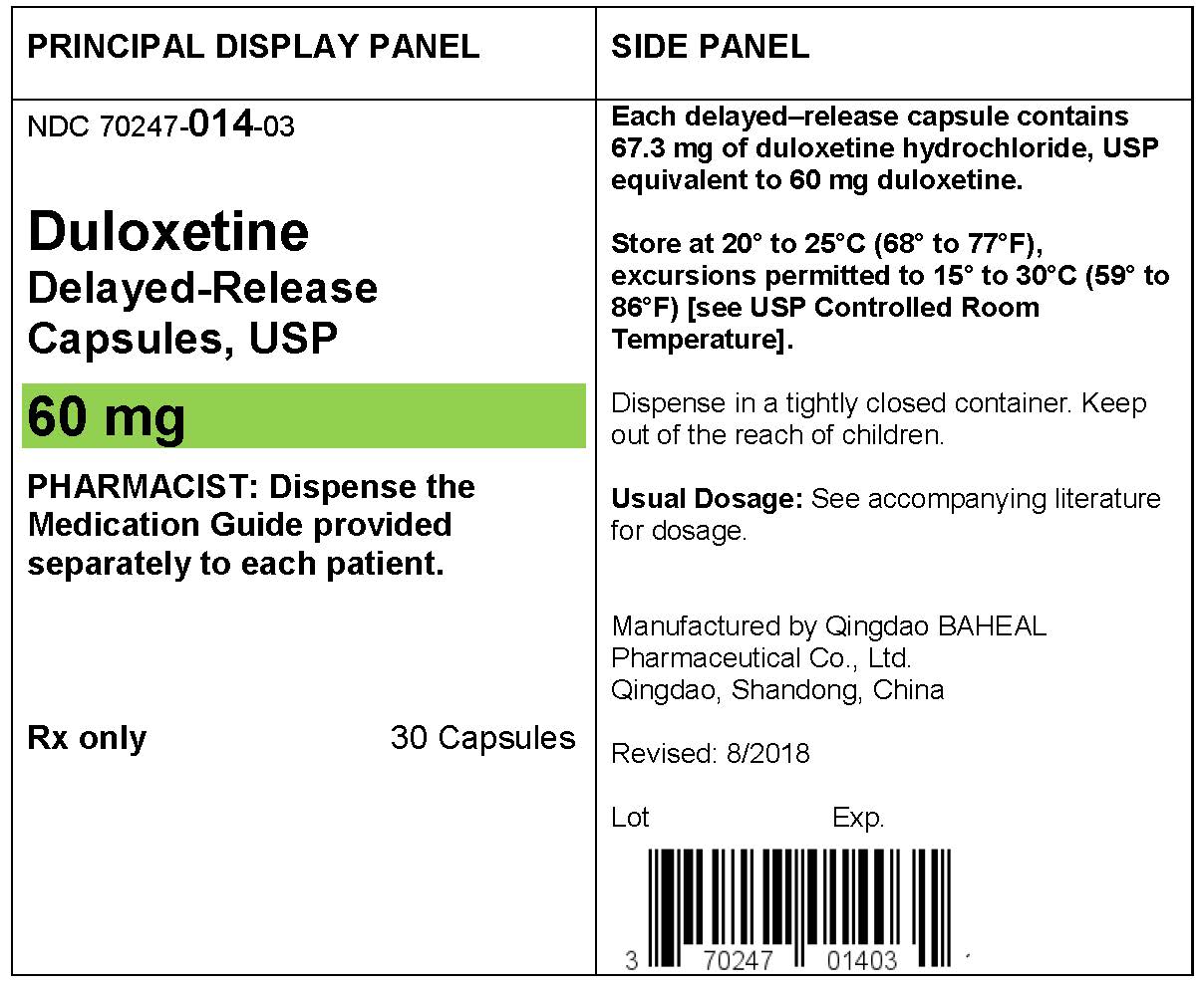 PACKAGE LABEL- Duloxetine Delayed-Release Capsules 60 mg, bottle of 30
