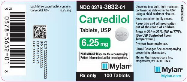 Carvedilol Tablets 6.25 mg Bottle Label