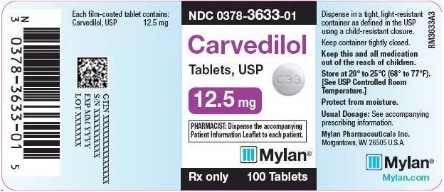 Carvedilol Tablets 12.5 mg Bottle Label