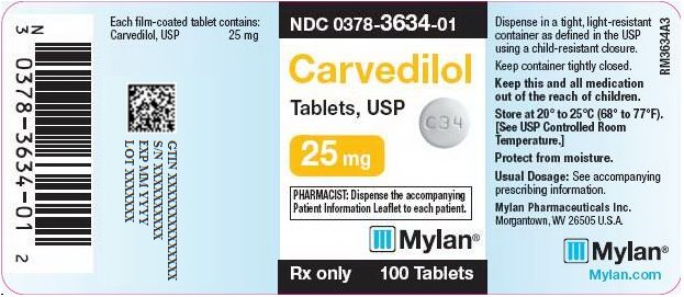 Carvedilol Tablets 25 mg Bottle Label