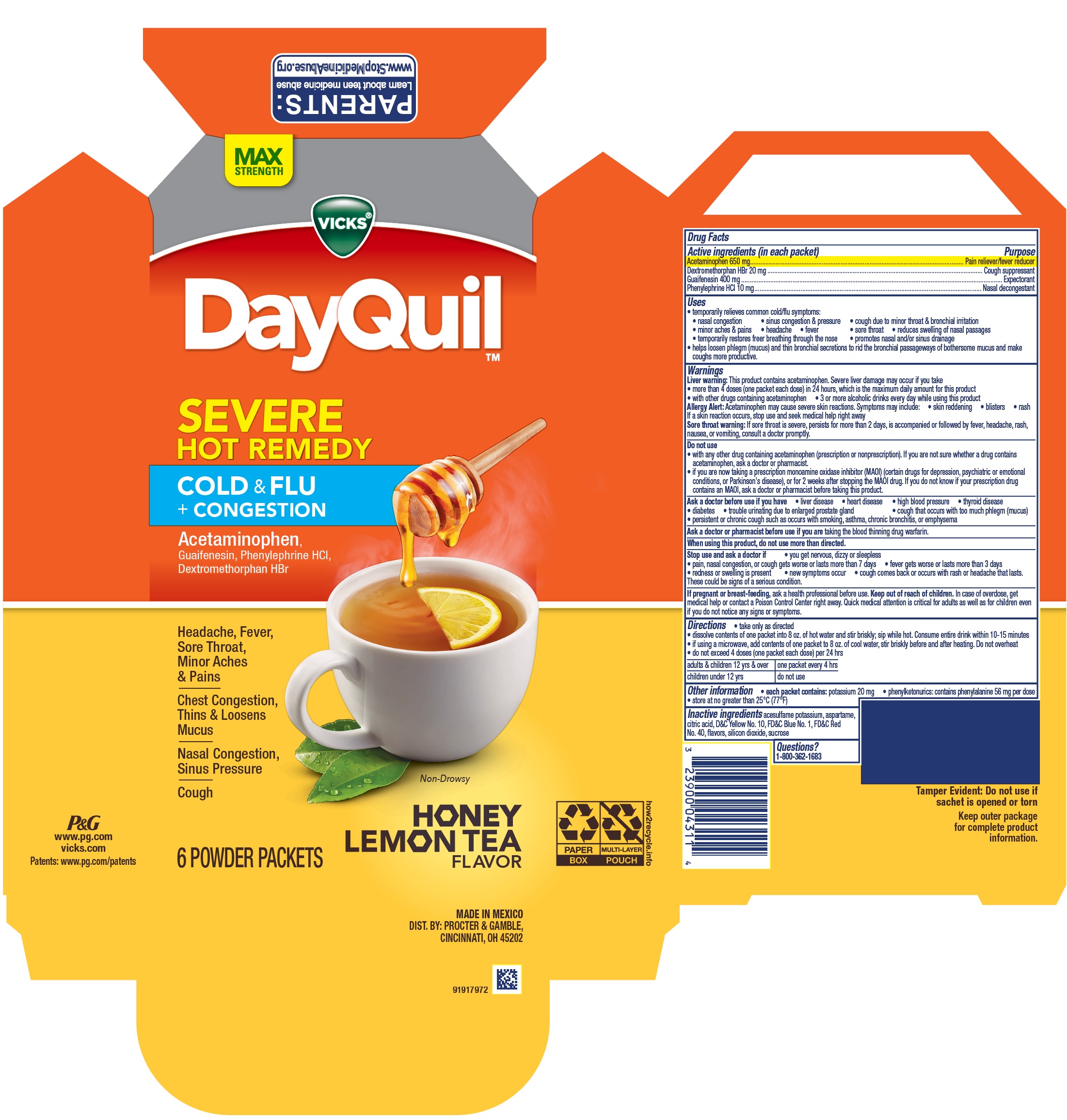 Vicks® DayQuil™ SEVERE HOT REMEDY COLD & FLU PLUS CONGESTION