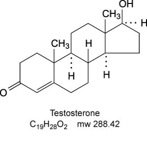 Testosterone chemical formula.