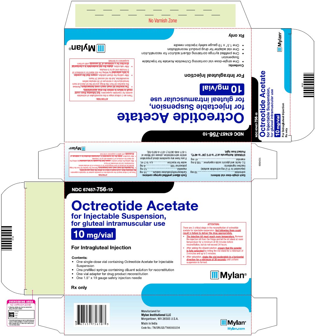 Octreotide Acetate Injection 10 mg/vial Carton Label