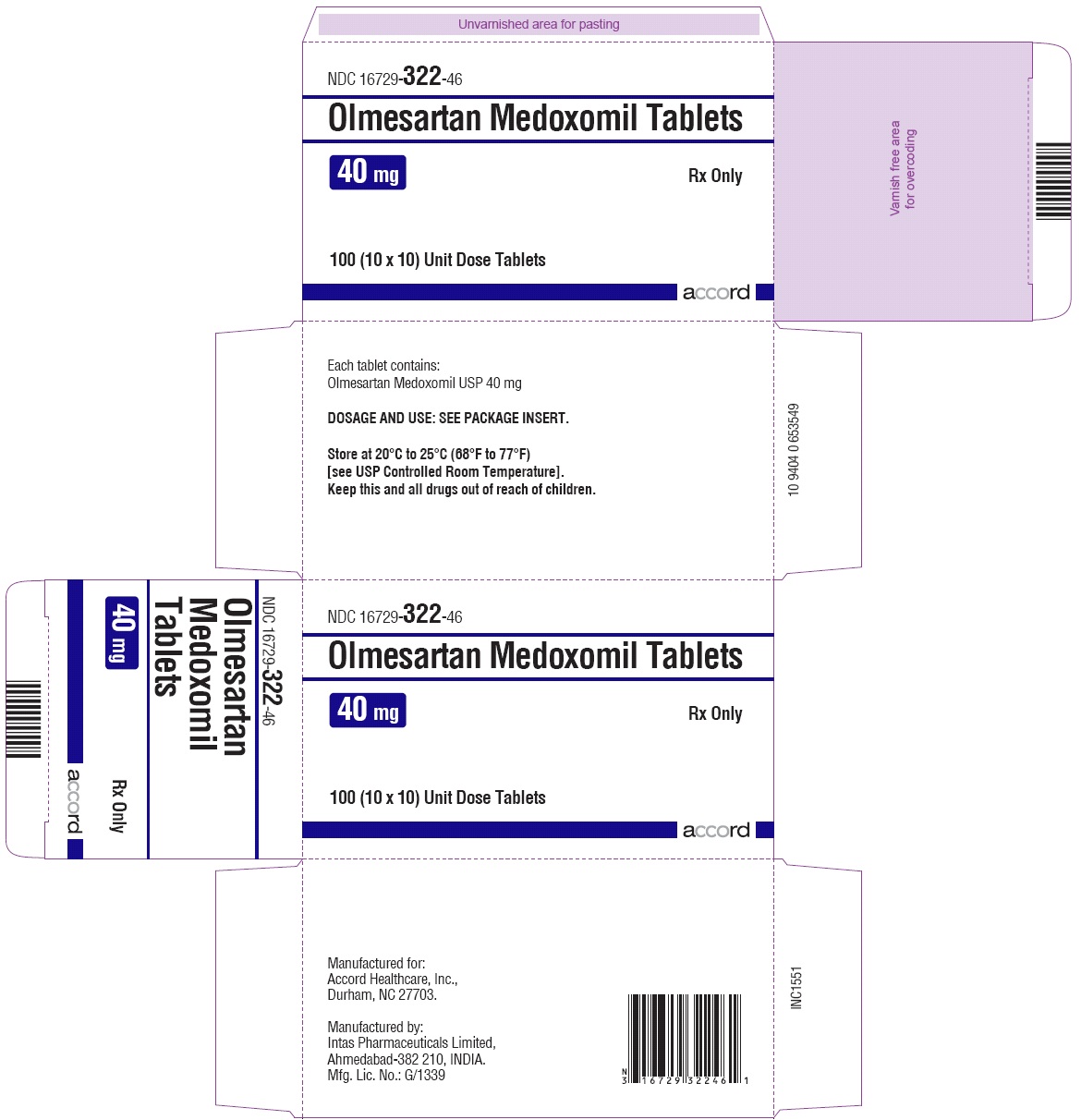 Olmesartan Medoxomil Tablets – 40 mg 100 Bottle Carton
