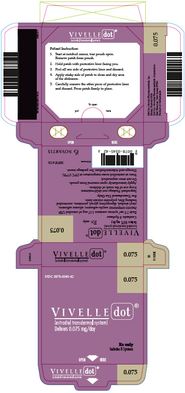 PRINCIPAL DISPLAY PANEL
Package Label – 0.075 mg 
Rx Only		NDC: <a href=/NDC/0078-0345-42>0078-0345-42</a>
Vivelle-Dot® (estradiol transdermal system)
Delivers 0.075 mg/day
Includes 8 Systems
