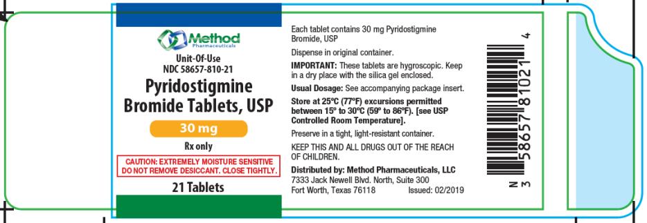 PRINCIPAL DISPLAY PANEL
Unit-Of-Use
NDC: <a href=/NDC/58657-810-21>58657-810-21</a>
Pyridostigmine 
Bromide Tablets, USP
30 mg
Rx Only
21 Tablets
