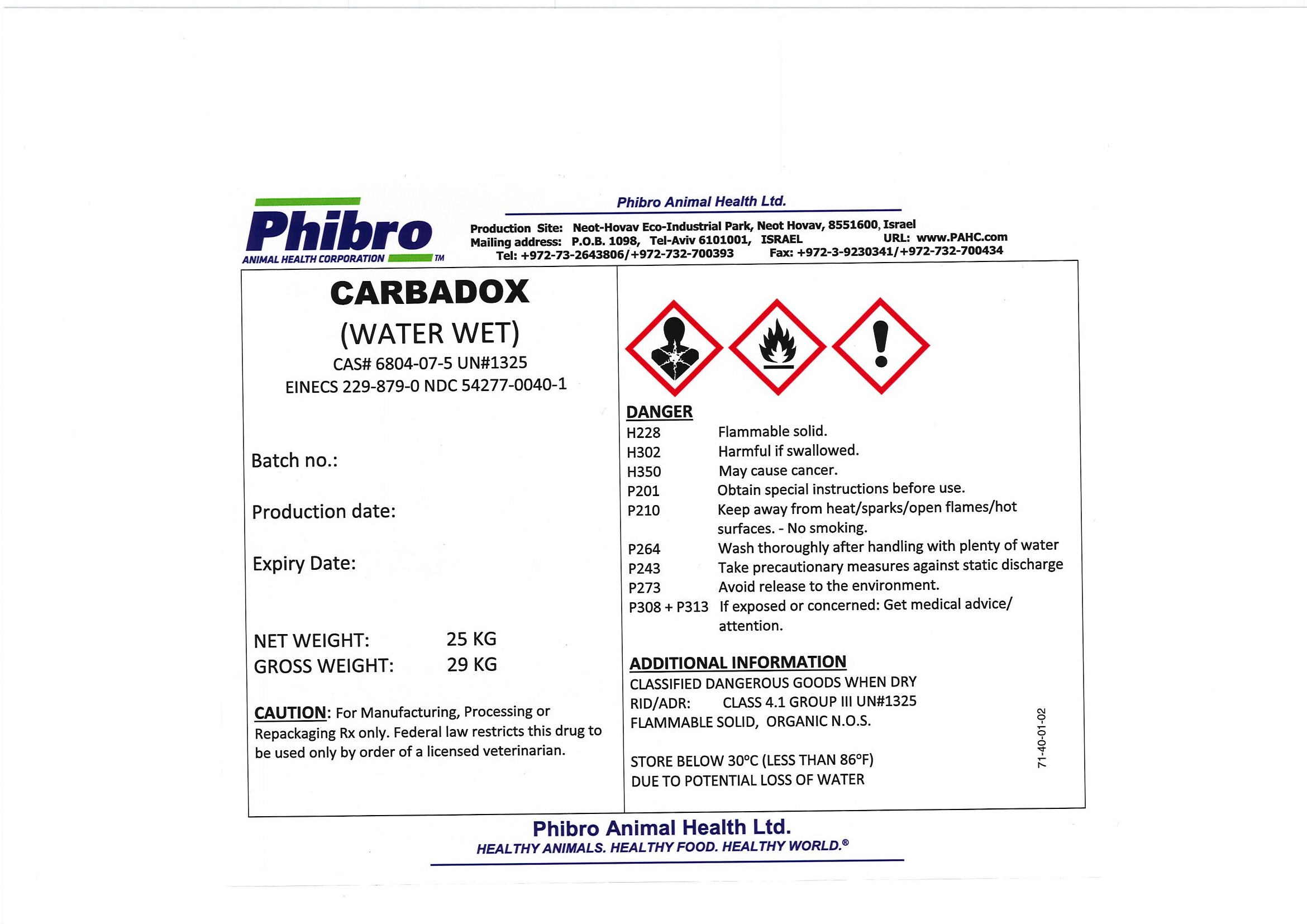 Carbadox label