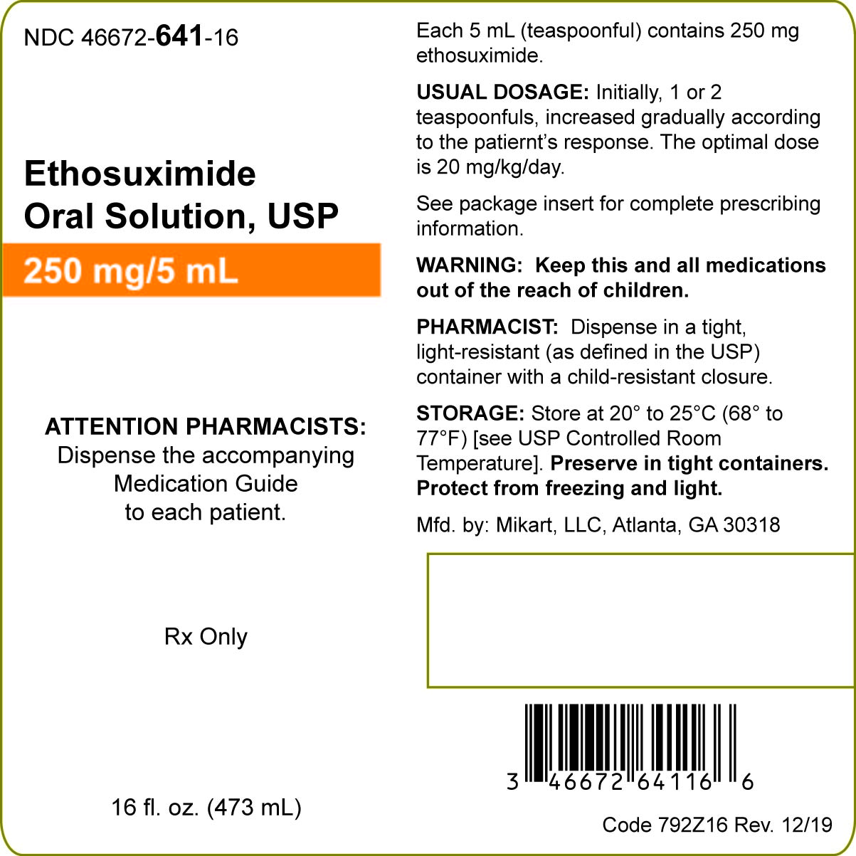 Ethosuximide bottle label