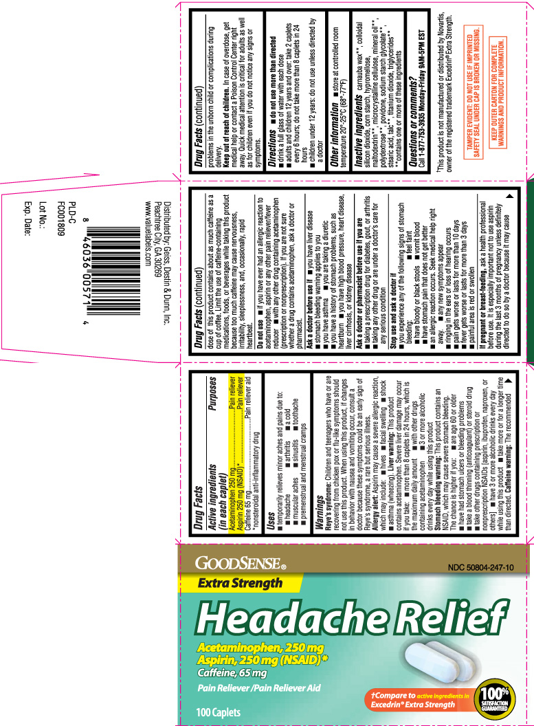 Acetaminophen 250 mg, Aspirin 250 mg, Caffeine 65 mg