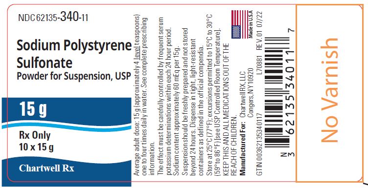 Sodium polystyrene sulfonate, USP  15 g - NDC: <a href=/NDC/62135-340-62>62135-340-62</a> - 10s Box Label