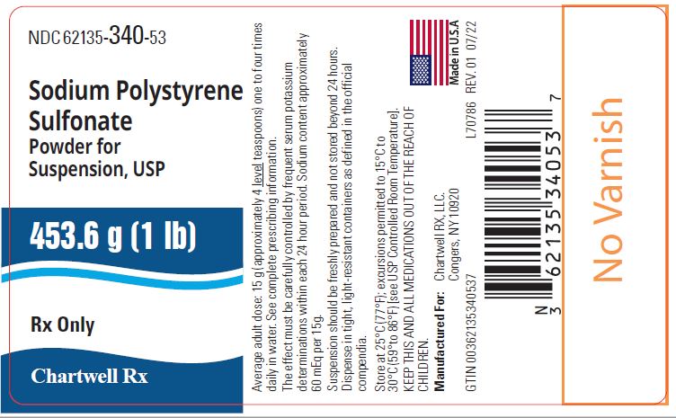 Sodium polystyrene sulfonate, USP  1 pound (453.6 g) - NDC: <a href=/NDC/62135-340-53>62135-340-53</a> - Bottle Label
