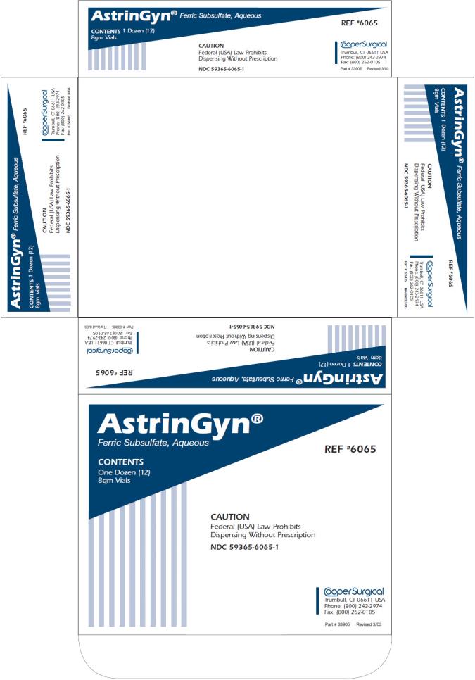 AstrinGyn ® Ferric Subsulfate, Aqueous Contents One Dozen (12) 8 gm Vials NDC: <a href=/NDC/59365-6065-1>59365-6065-1</a>