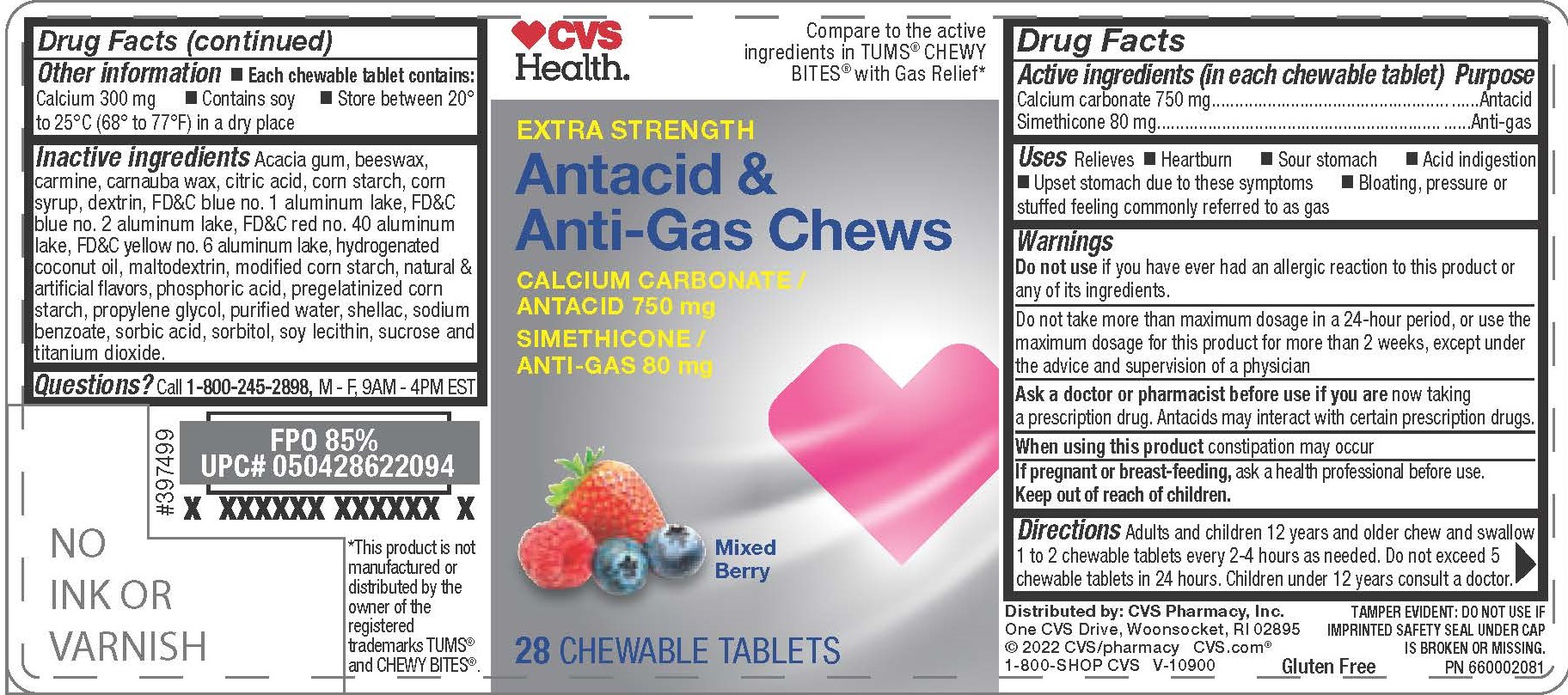 CVS Mixed Berry Antacid HBG 28ct