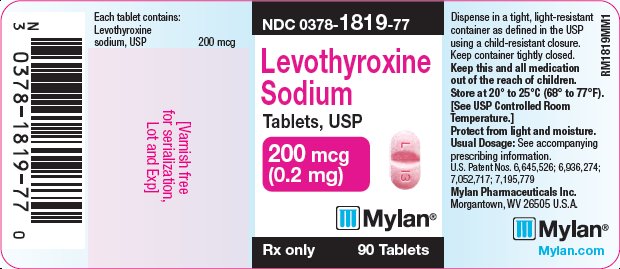 Levothyroxine Sodium Tablets 200 mcg Bottle Label