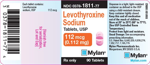 Levothyroxine Sodium Tablets 112 mcg Bottle Label