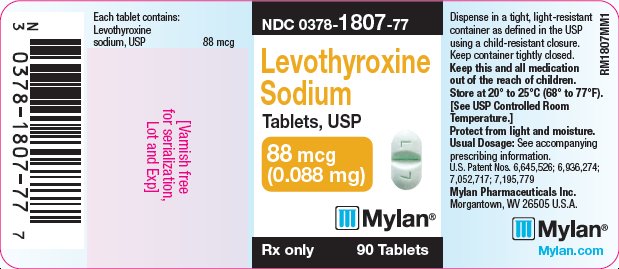 Levothyroxine Sodium Tablets 88 mcg Bottle Label