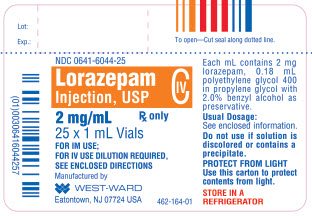 Lorazepam injection, USP CIV 2 mg/mL 25 x 1 mL Vials