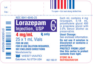 Lorazepam Injection, USP CIV 4 mg/mL 25 x 1 mL Vials