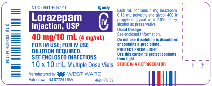 Lorazepam Injection, USP CIV 40 mg/10 mL (4 mg/mL) 10 x 10 mL Multiple Dose Vials