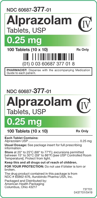 0.25 mg Alprazolam Tablets Carton