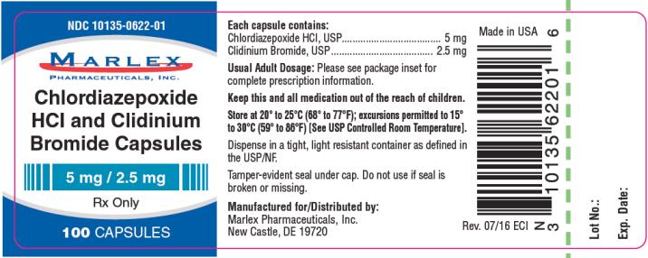 PRINCIPAL DISPLAY PANEL
NDC: <a href=/NDC/10135-0622-0>10135-0622-0</a>1
Chlordiazepoxide
HCl and Clidinium
Bromide Capsules
5 mg / 2.5 mg
Rx only
100 CAPSULES 

