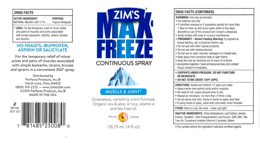 Principal Display Panel - Zim's Max Freeze Continuous Spray Label
