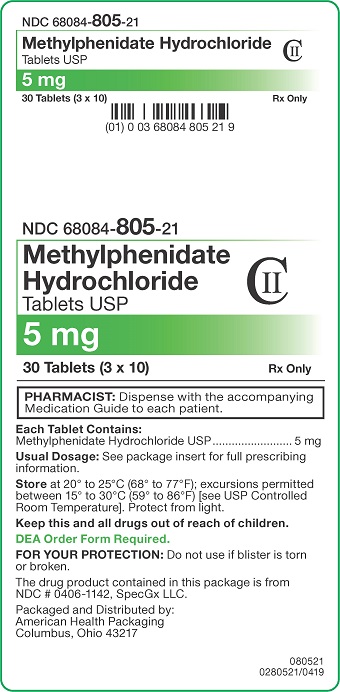 5 mg Methylphenidate HCl Tablets Carton