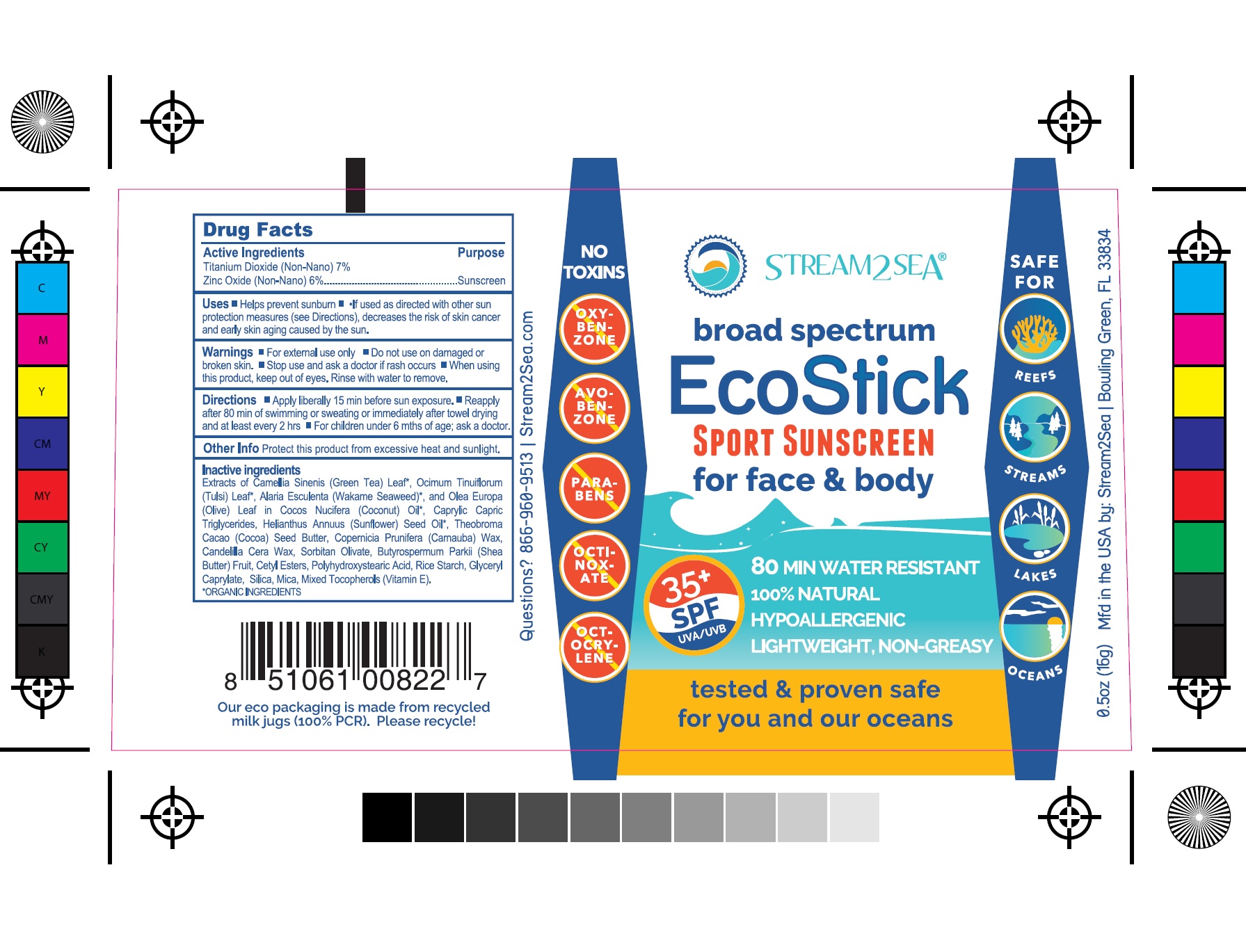EcoStick Sport Screenscreen Wild Blue Container Label