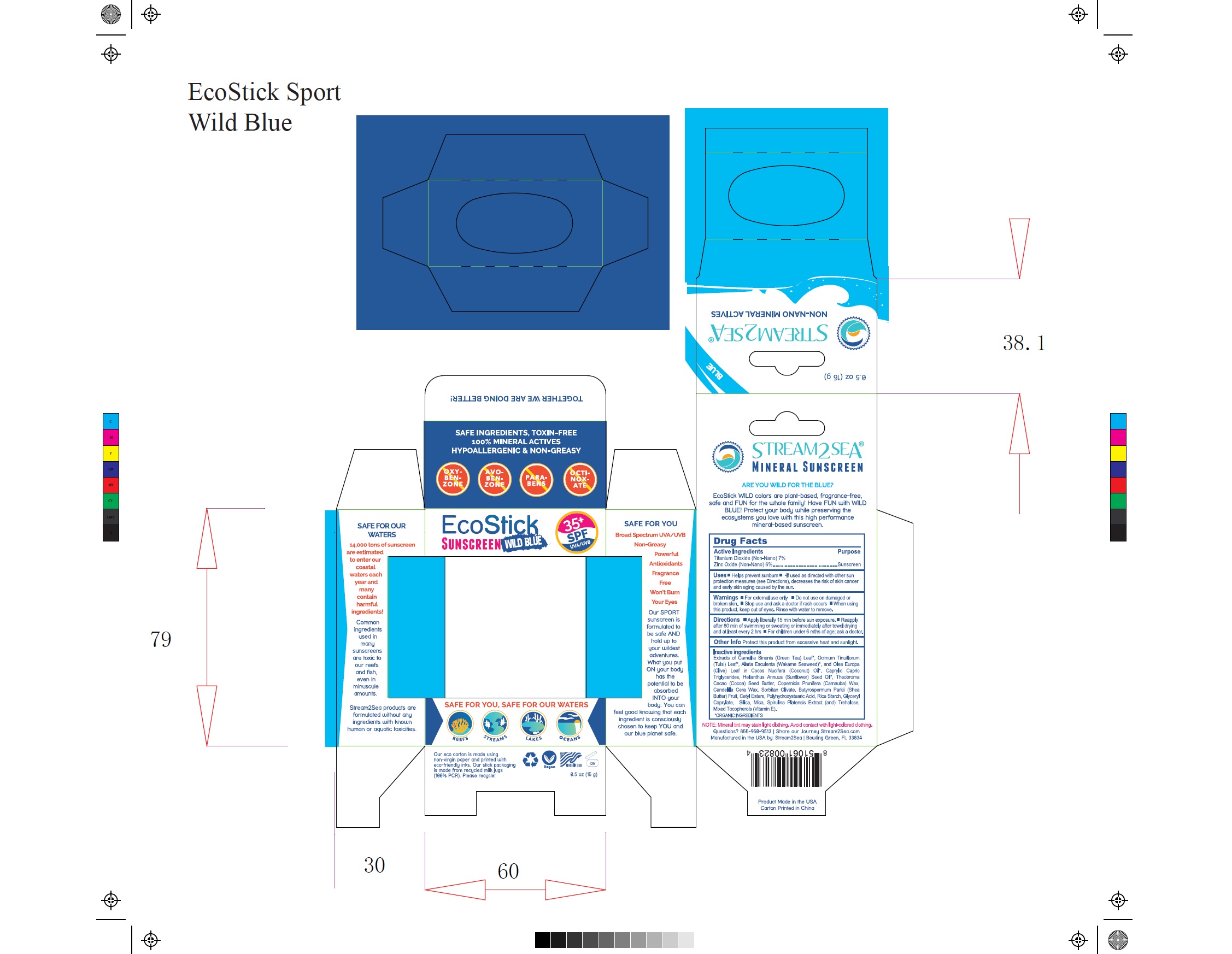 EcoStick Sport Screenscreen Wild Blue Carton Label