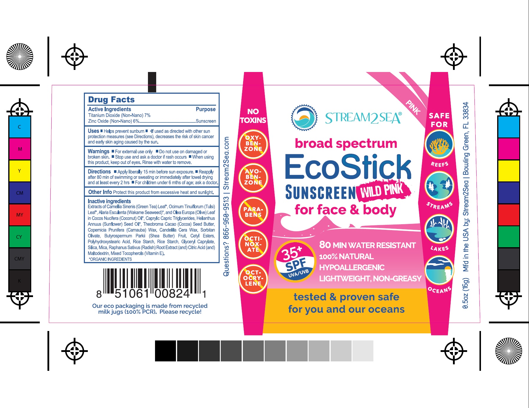 EcoStick Sport Screenscreen Wild Pink Container Label