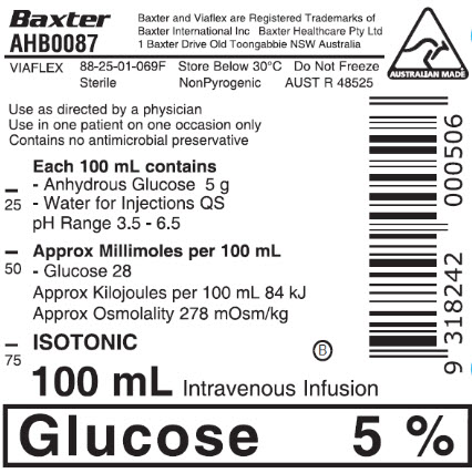 Representative Glucose Container Label AHB0087
