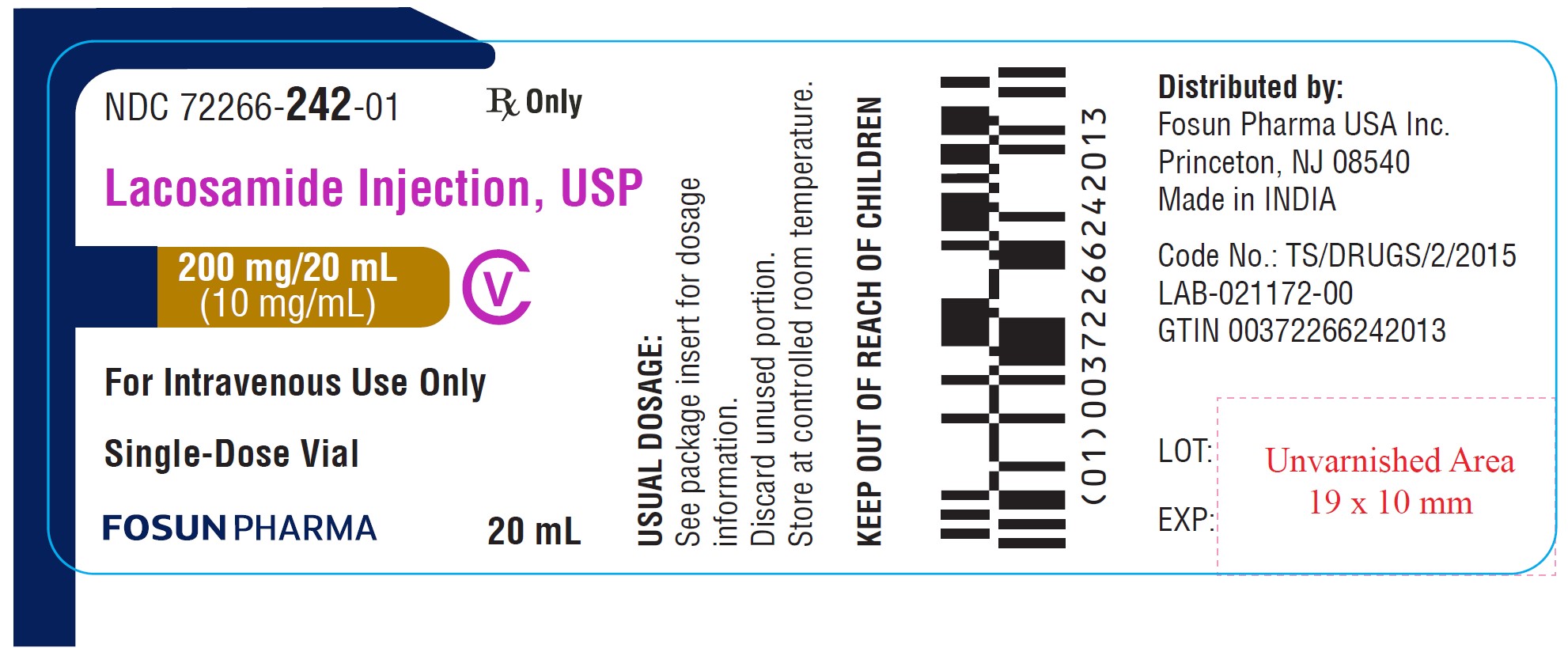 Lacosamide Vial Label