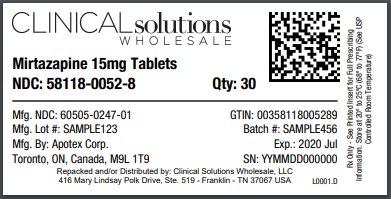 Mirtazapine 15mg tablet 30 count blister card
