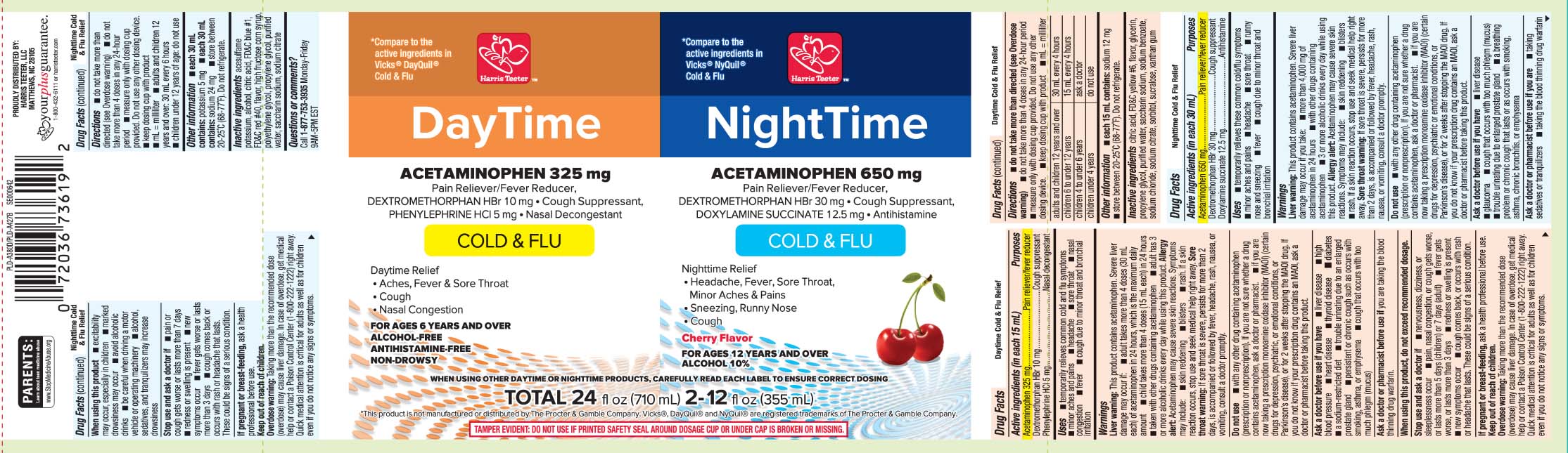 Acetaminophen 325 mg, Dextromethorphan HBr 10 mg, Phenylephrine HCl 5 mg, Acetaminophen 650 mg, Dextromethorphan HBr 30 mg, Doxylamine Succinate 12.5 mg