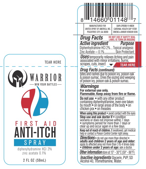 WARRIOR FIRST AID ANTI ITCH- diphenhydramine hcl 2%, zinc acetate 0.1% ...