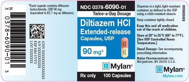 Diltiazem Hydrochloride Extended-Release Capsules 90 mg Bottle Label