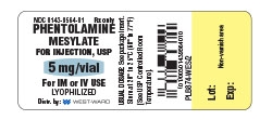 NDC: <a href=/NDC/0143-9564-01>0143-9564-01</a> Rx only Phentolamine Mesylate for Injection, USP 5 mg/vial FOR IM OR IV USE LYOPHILIZED USUAL DOSAGE: See package insert Store at 20º to 25ºC (68º to 77ºF) [ See USP Controlled Room Temperature].