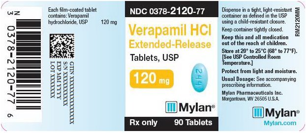 Verapamil HCl Extended-Release Tablets, USP 120 mg Bottle Label