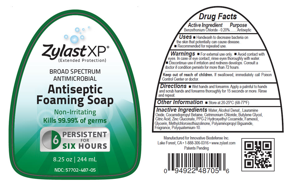NDC: <a href=/NDC/57702-487-05>57702-487-05</a> Zylast XP Extended Protection Broad Spectrum Antimicrobial Antiseptic Foaming Soap 8.25 oz 244mL