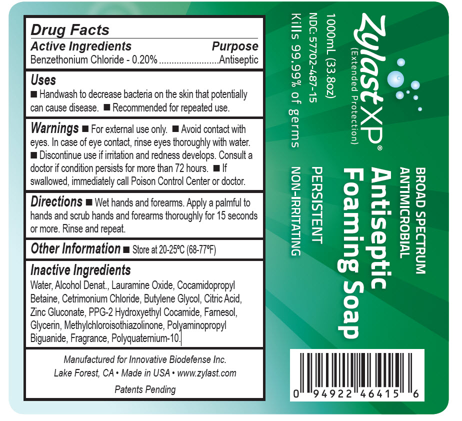 NDC: <a href=/NDC/57702-487-15>57702-487-15</a> Zylast XP Extended Protection Broad Spectrum Antimicrobial Antiseptic Foaming Soap 1000mL (33.8oz)