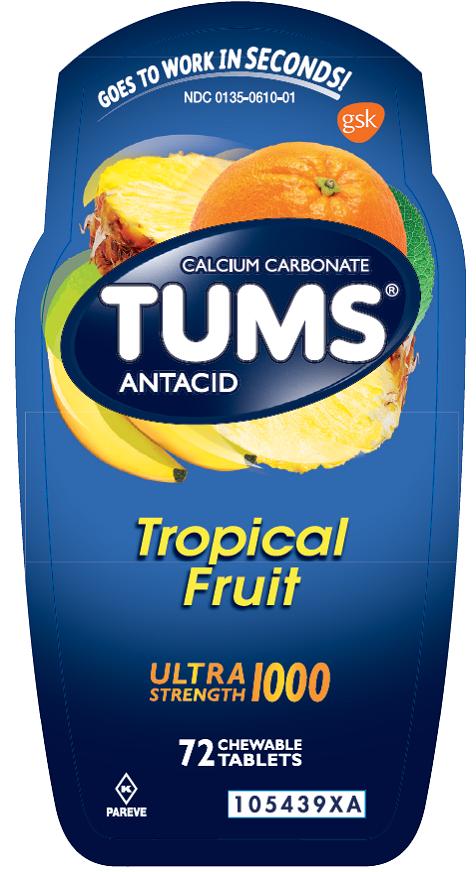 Tums Ultra Tropical Fruit 72 count front label