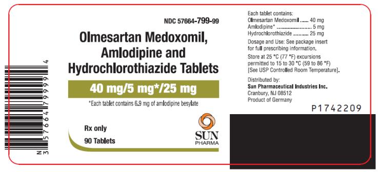 PRINCIPAL DISPLAY PANEL
NDC: <a href=/NDC/57664-799-99>57664-799-99</a>
Olmesartan Medoxomil, 
Amlodipine and 
Hydrochlorothiazide Tablets
40 mg/5 mg*/25 mg
Rx Only
90 Tablets

