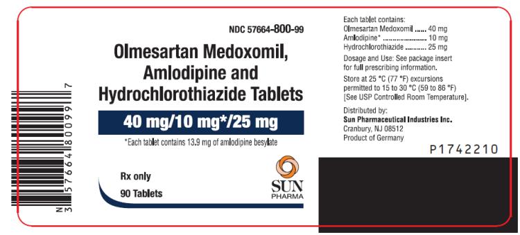PRINCIPAL DISPLAY PANEL
NDC: <a href=/NDC/57664-800-99>57664-800-99</a>
Olmesartan Medoxomil, 
Amlodipine and 
Hydrochlorothiazide Tablets
40 mg/10 mg*/25 mg
Rx Only
90 Tablets
